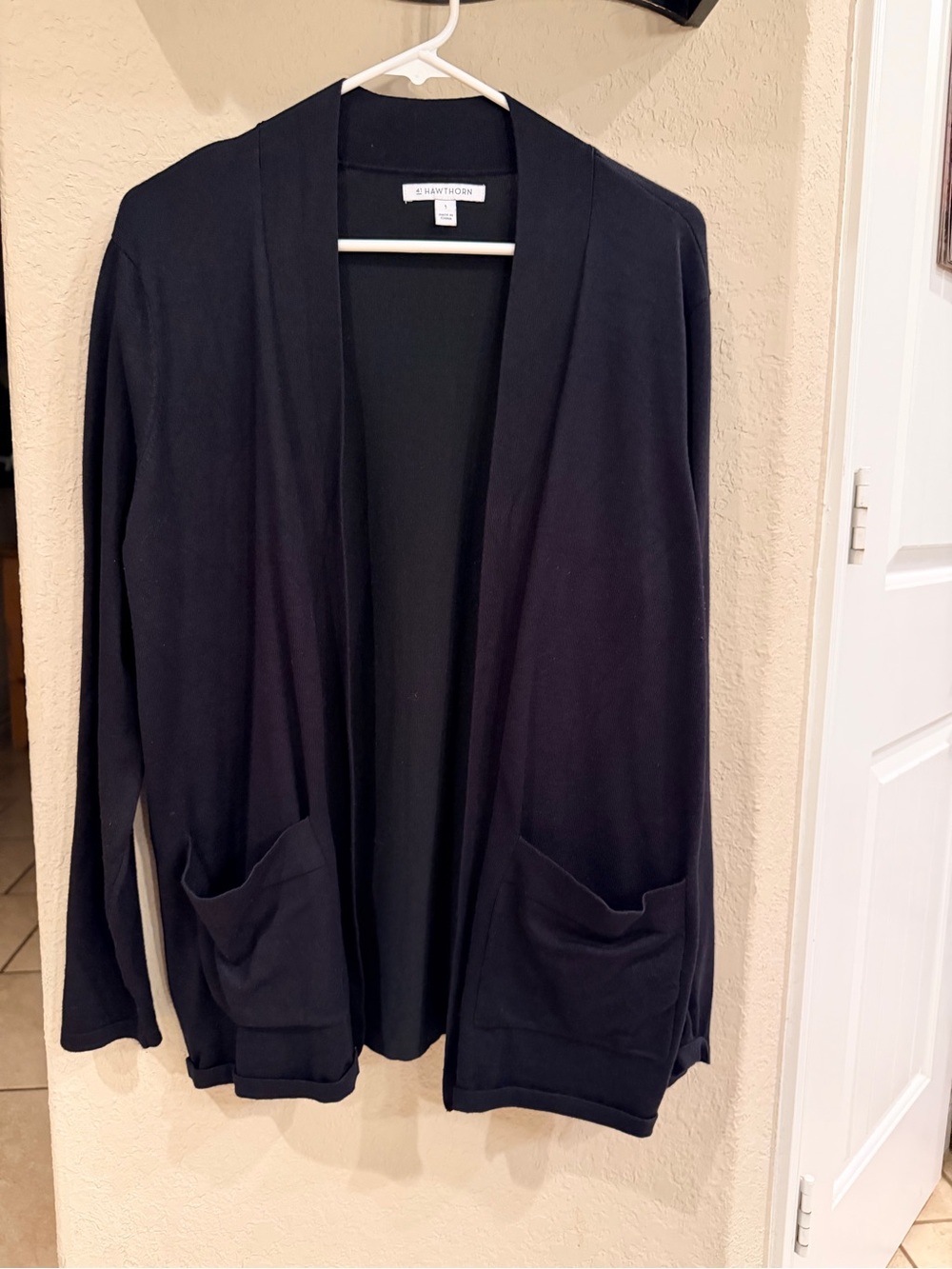 41 Hawthorn Black Open Front Cardigan with Front Pockets